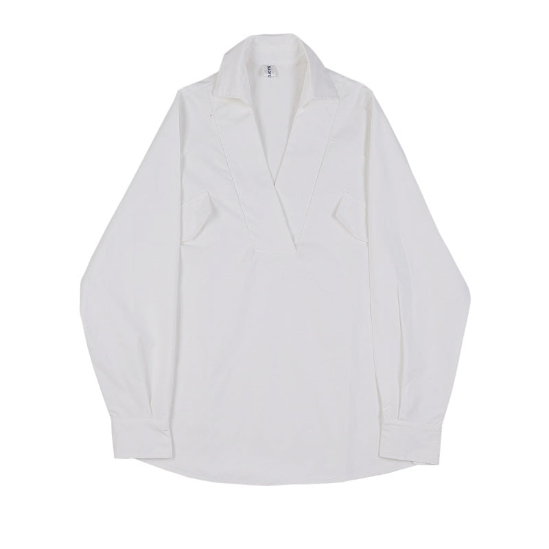 Men Long Sleeve Loose Casual White Shirts